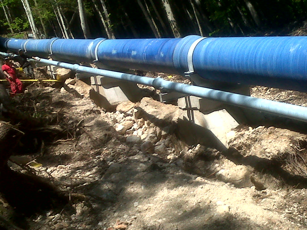 Aufgeständerte Verlegung der Trinkwassertransportleitung und Druckrohrleitung in Hallstatt